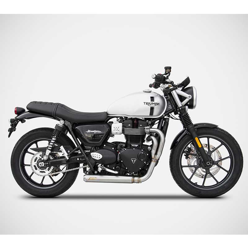 Ligne d'échappement Cross Zard pour Triumph Speed et Street Twin. Blackpines.fr
