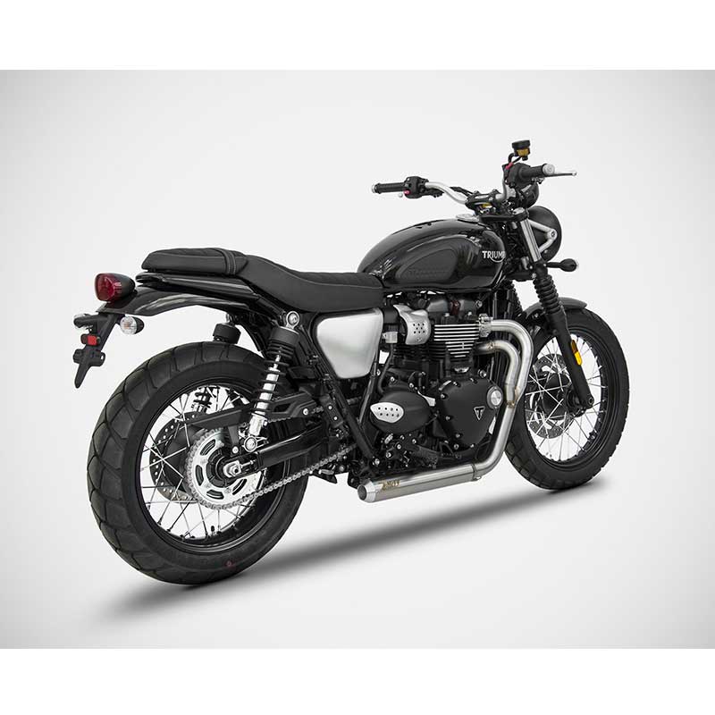 Ligne echappement bas Zard pour Triumph Street Scrambler et Scrambler 900. Blackpines.fr