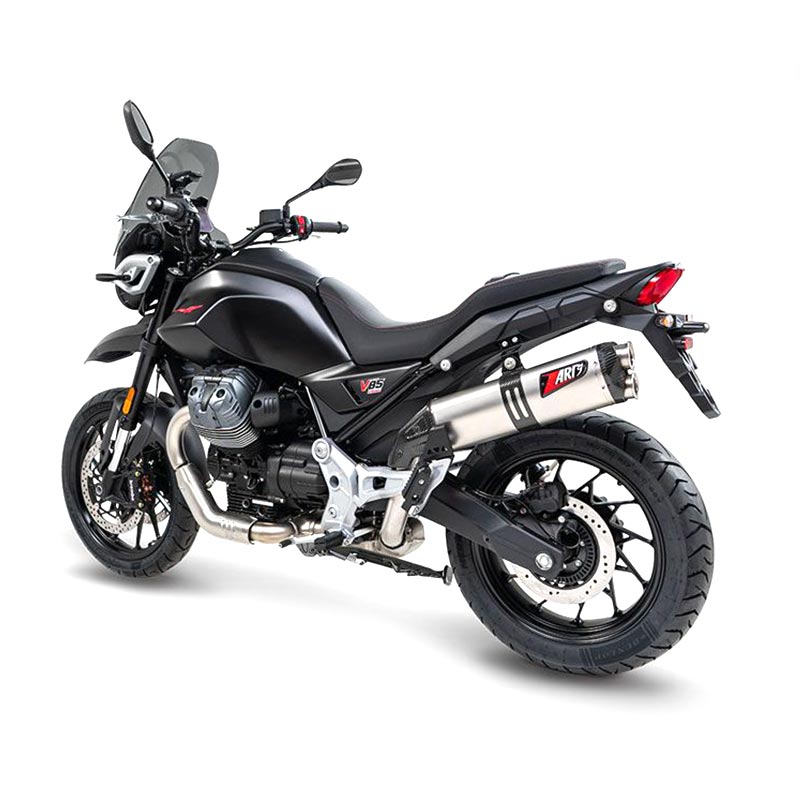 Silencieux inox ou titane satiné Moto Guzzi V85 TT 2025-2026