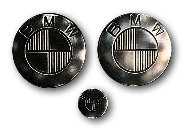 3 badges brosses rayes noirs Ex-Motorcycle pour BMW R NineT. Blackpines.fr