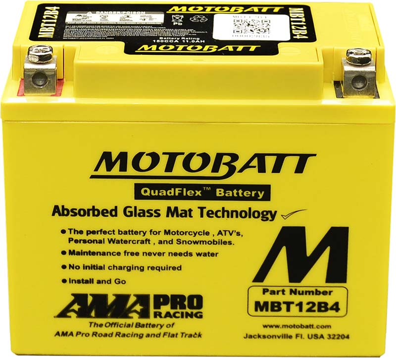 Batterie QuadFlex AGM 12 V Motobatt MBT12B4. Blackpines.fr