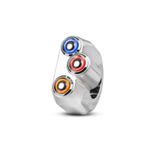 Commodo poli 3 boutons polis avec LED bleue rouge et jaune marque Rebelmoto. Blackpines.fr