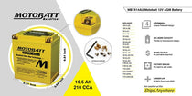 Batterie AGM QuadFlex Motobatt MBTX14AU 12V. Blackpines.fr 