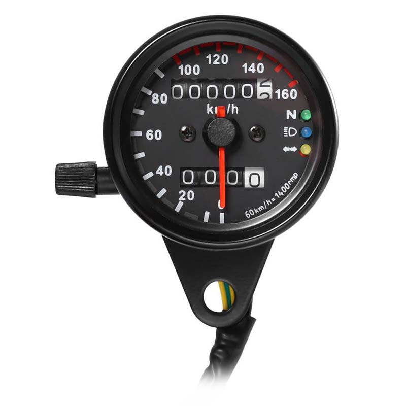 Mini compteur moto noir 3 voyants 160 kmh. Blackpines.fr