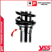Amortisseurs moto YSS pour Triumph Bonneville 650 T120R precharge. Blackpines.fr