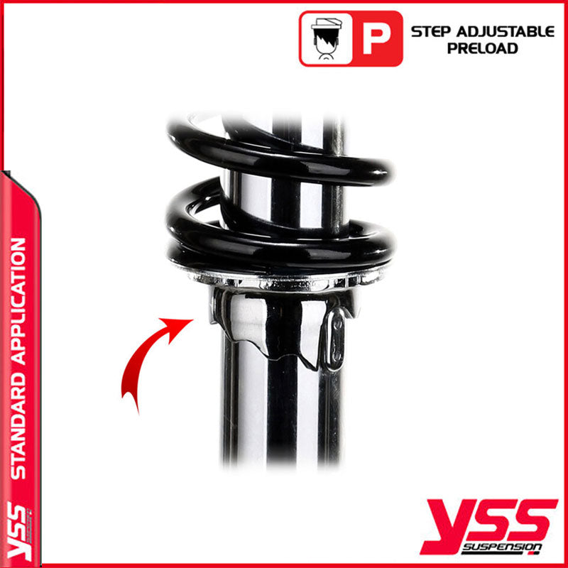 Amortisseurs moto YSS pour Triumph Bonneville 650 T120R precharge. Blackpines.fr
