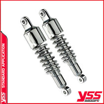 Amortisseurs moto YSS pour Triumph Bonneville 650 T120R ressort chrome cache 60mm. Blackpines.fr