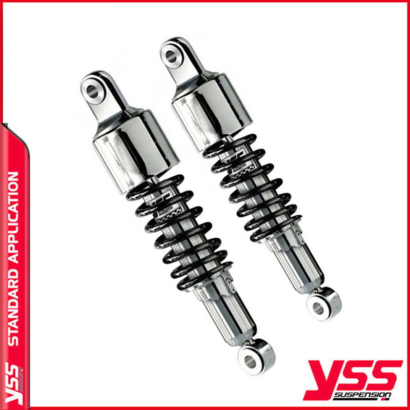 Amortisseurs moto YSS pour Triumph Bonneville 650 T120R ressort noir cache 60mm. Blackpines.fr