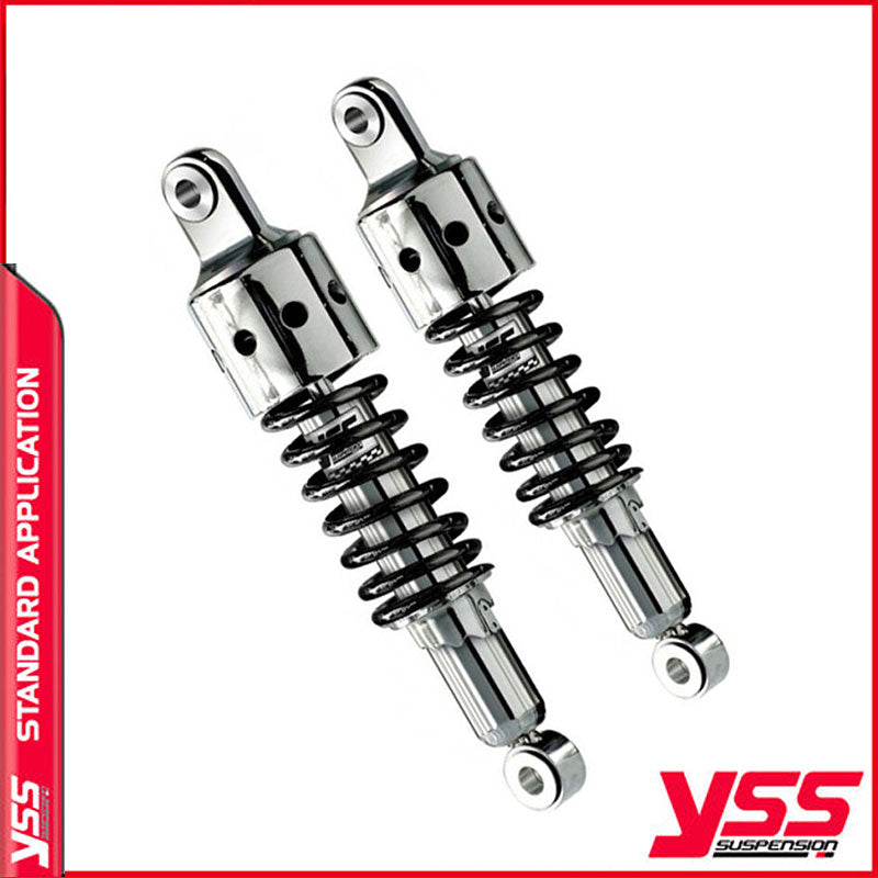 Amortisseurs moto YSS pour Triumph Bonneville 650 T120R ressort noir cache perfore 60mm. Blackpines.fr