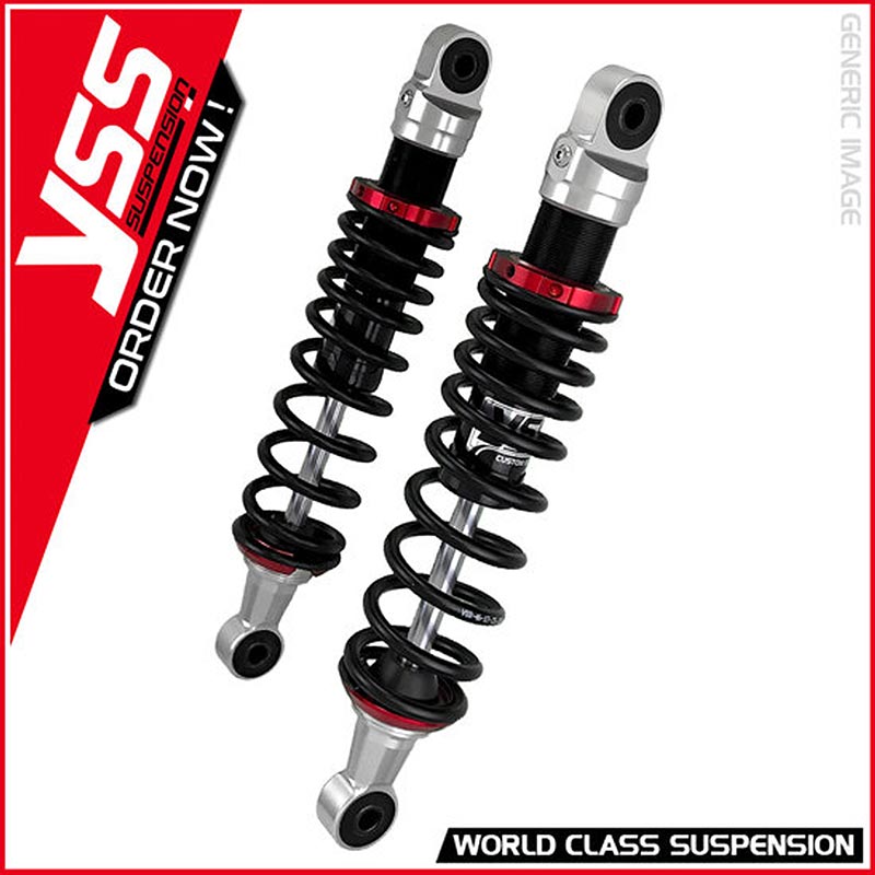 Amortisseurs moto YSS RE-MO-302-T-TGA pour Royal Enfield et Triumph. Blackpines.fr