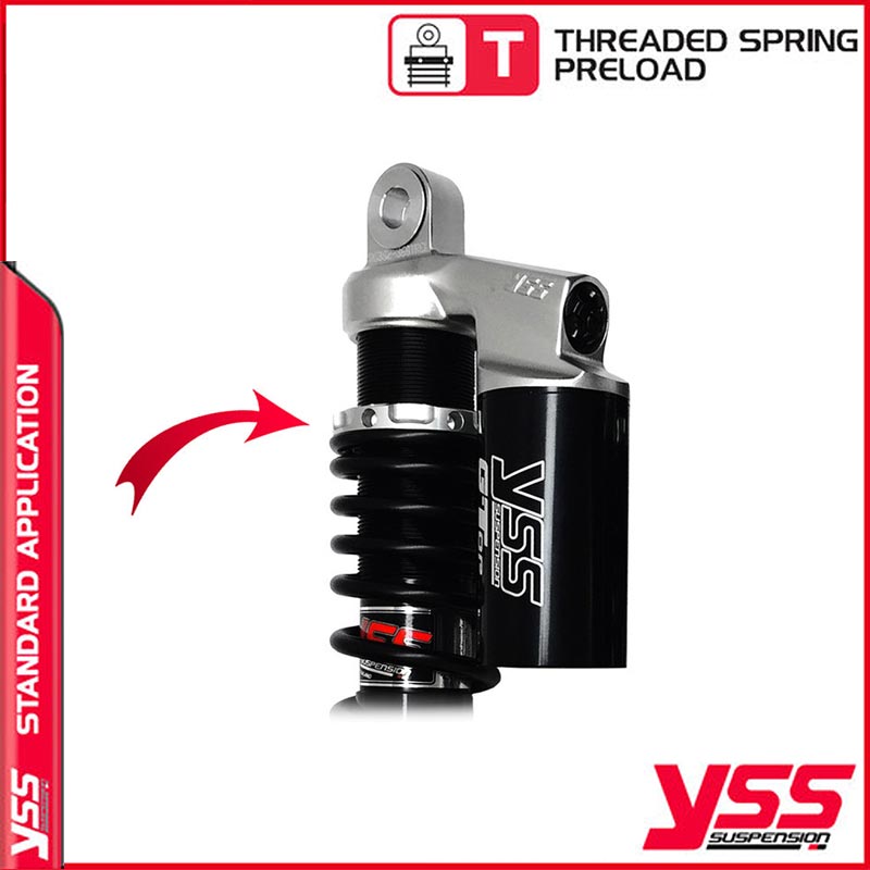 Amortisseurs moto YSS RG MO 362 TRCL ALU pour Triumph 900SE (EFI). Blackpines.fr