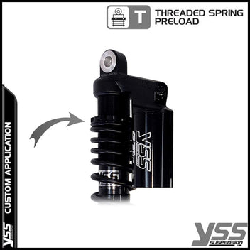 Amortisseurs moto YSS RG362-300TRCL-08-BLK pour Triumph Bonneville T140. Blackpines.fr