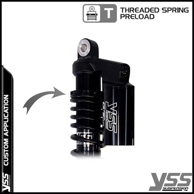 Amortisseurs moto YSS RG362-300TRCL-08-BLK pour Triumph Bonneville T140. Blackpines.fr