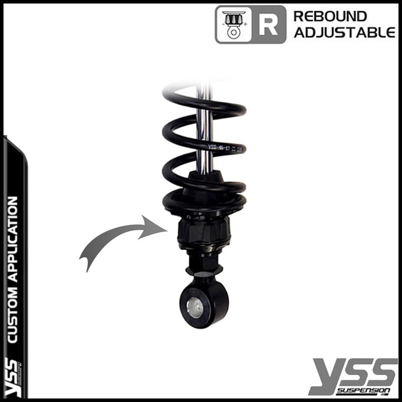 Amortisseurs moto YSS RG362-300TRCL-08-BLK pour Triumph Bonneville T140. Blackpines.fr