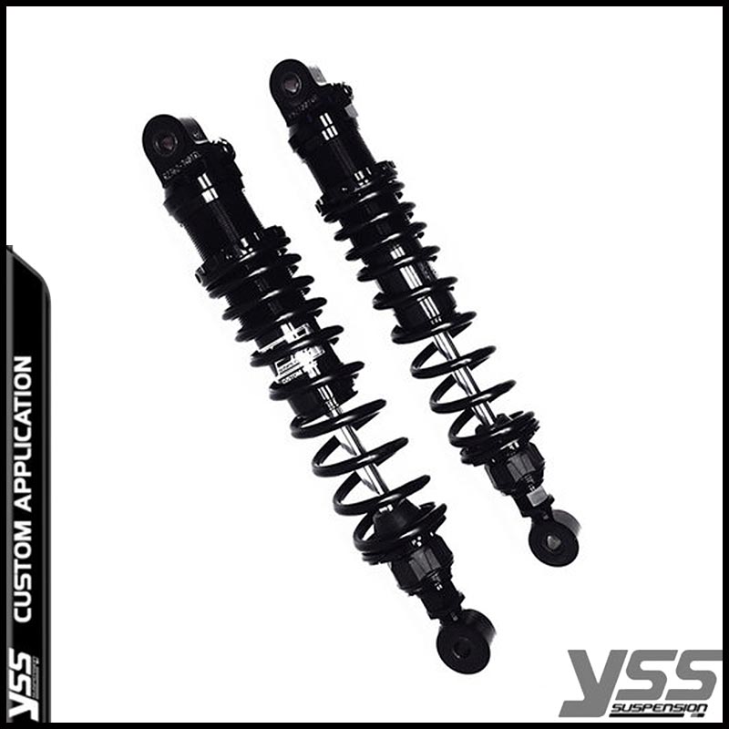 Amortisseurs moto YSS RZ362-300TRL-08-BLK pour Triumph Bonneville T140. Blackpines.fr 