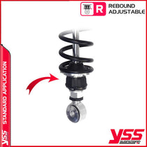 Amortisseurs moto YSS RZ362-360TRL-22-88 pour Thruxton 790 et 900. Blackpines.fr