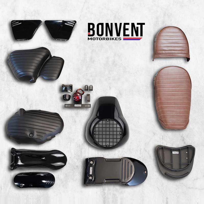 Kit scrambler vintage rallye lite Bonvent pour Royal Enfield 650. Blackpines.fr