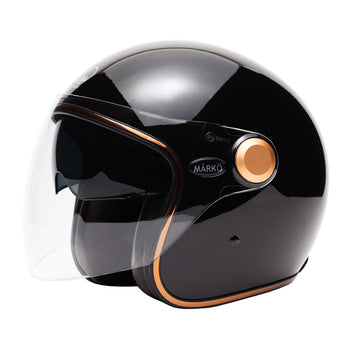 Casque jet moto Marko Boreal Black Gold. Blackpines.fr