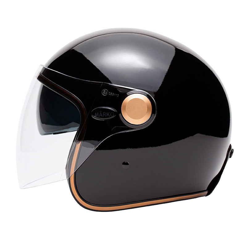 Casque jet moto Marko Boreal Black Gold. Blackpines.fr