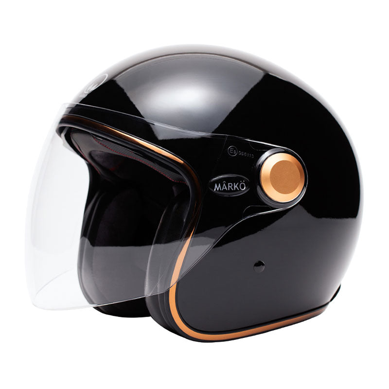Casque jet moto Marko Boreal Black Gold. Blackpines.fr
