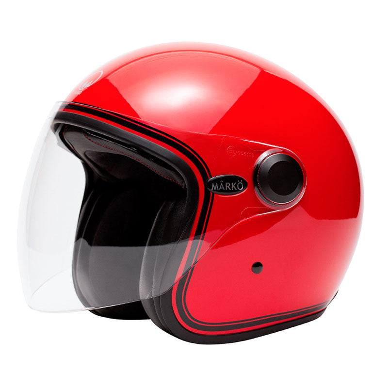 Casque jet Vintage Marko Boreal Rouge. Blackpines.fr