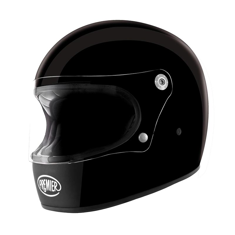 Casque integral noir brillant Premier Trophy U8 U9. Blackpines.fr