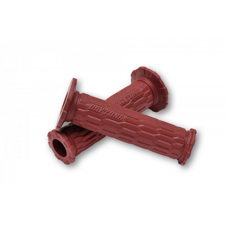 Paire de poignees moto rouges DAYTONA D-AMI 22 mm. Blackpines.fr 