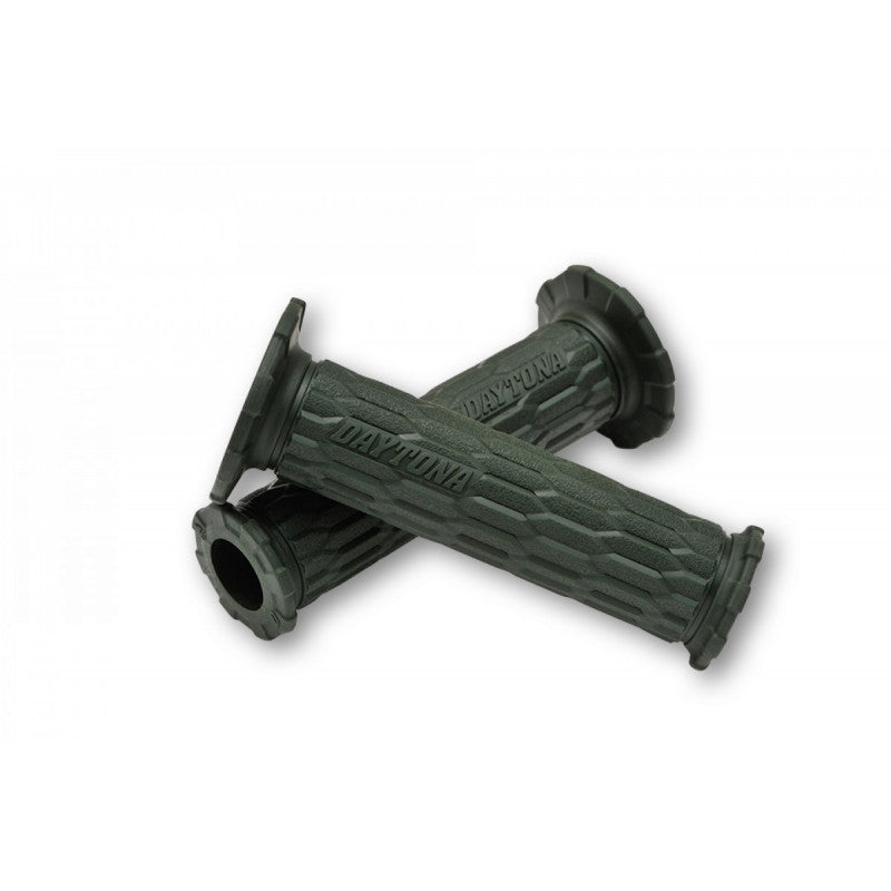 Paire de poignees moto vertes DAYTONA D-AMI 22 mm. Blackpines.fr 