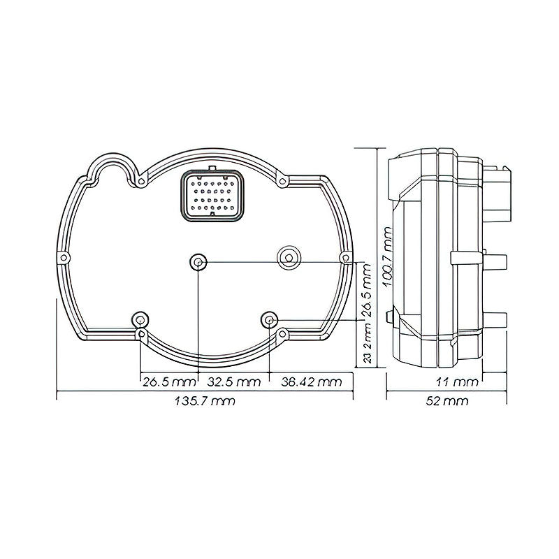 Compteur et Compte-tours Koso RX2N+ dimensions. Blackpines.fr
