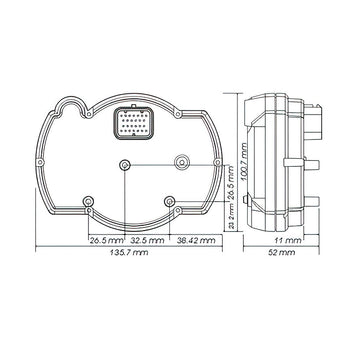 Compteur et Compte-tours Koso RX2N+ dimensions. Blackpines.fr