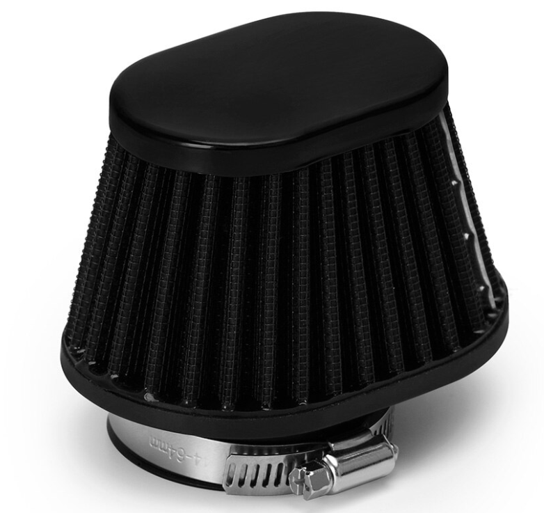 Filtre &agrave; air moto type cornet ovale noir  blackpines.fr  blackpines.fr
