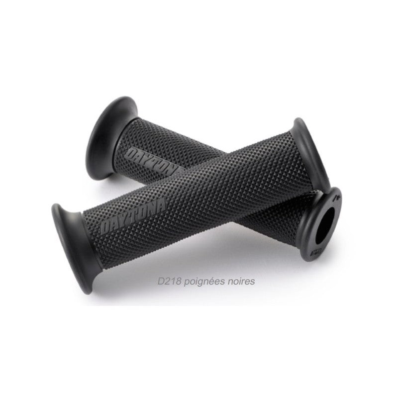 Poignees moto noires Daytona BASE 22 mm. Blackpines.fr