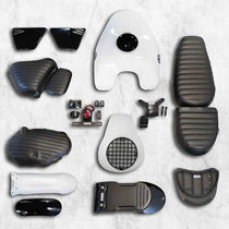 Kit blanc scrambler vintage rallye Bonvent Motorbikes pour Interceptor. Blackpines.fr