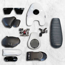 Kit blanc scrambler vintage rallye Bonvent Motorbikes pour Interceptor. Blackpines.fr