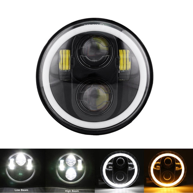 Phare optique Led 5'75 Double Noir ou Chrome avec cerclage-blackpines.fr