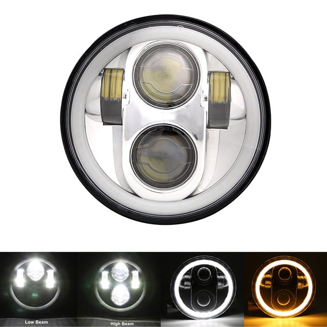 Phare optique Led 5'75 Double Noir ou Chrome avec cerclage-blackpines.fr
