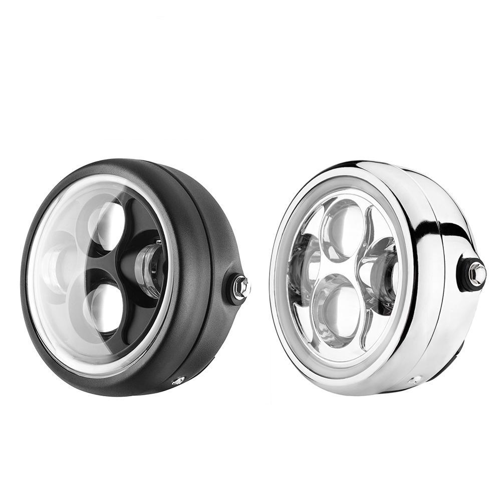 Phare optique LED pour CAFE RACER avec feu diurne Noir ou Chrome-blackpines.fr